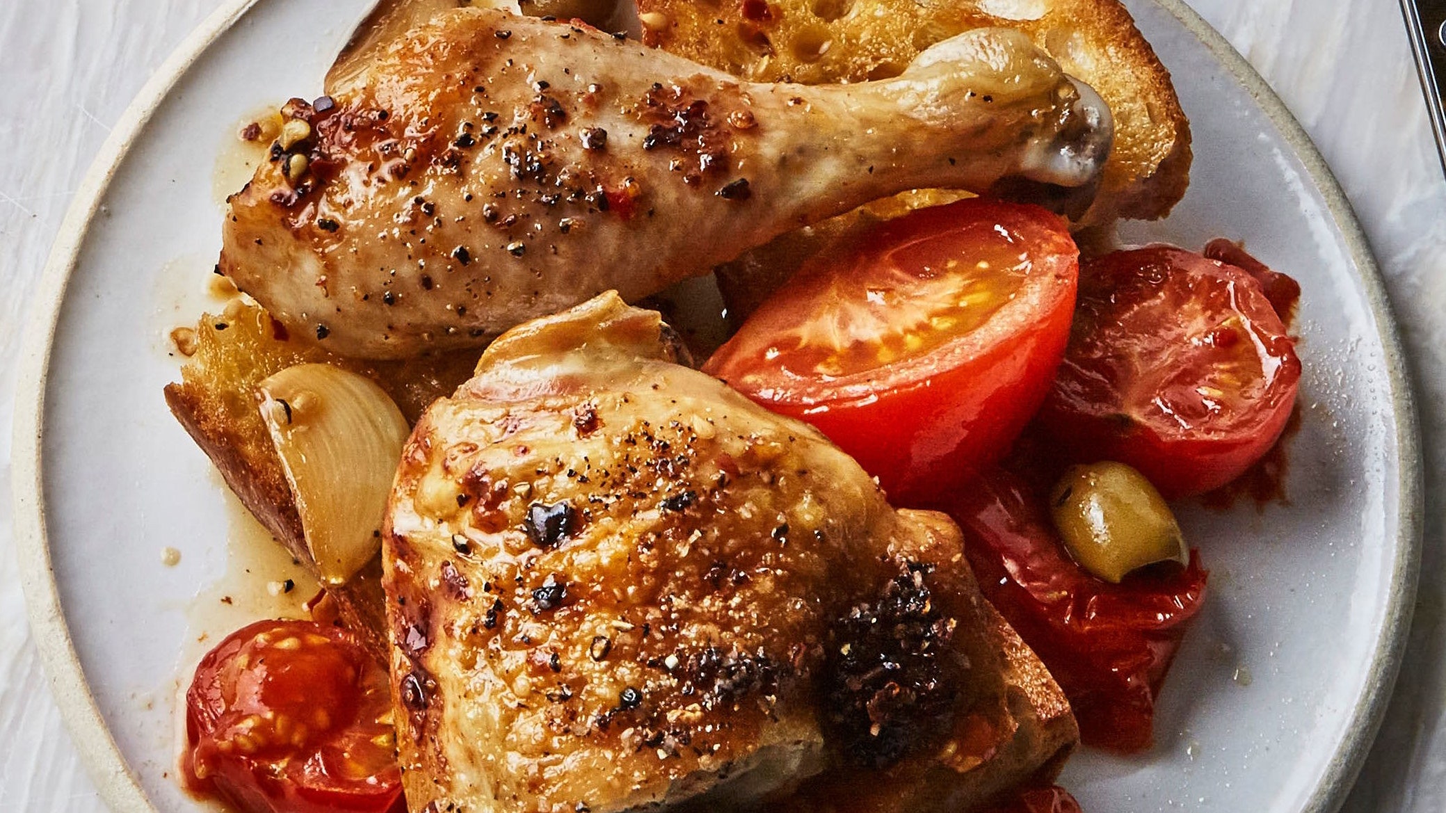 Roasted Tomatoes + Garlic Baked Chicken